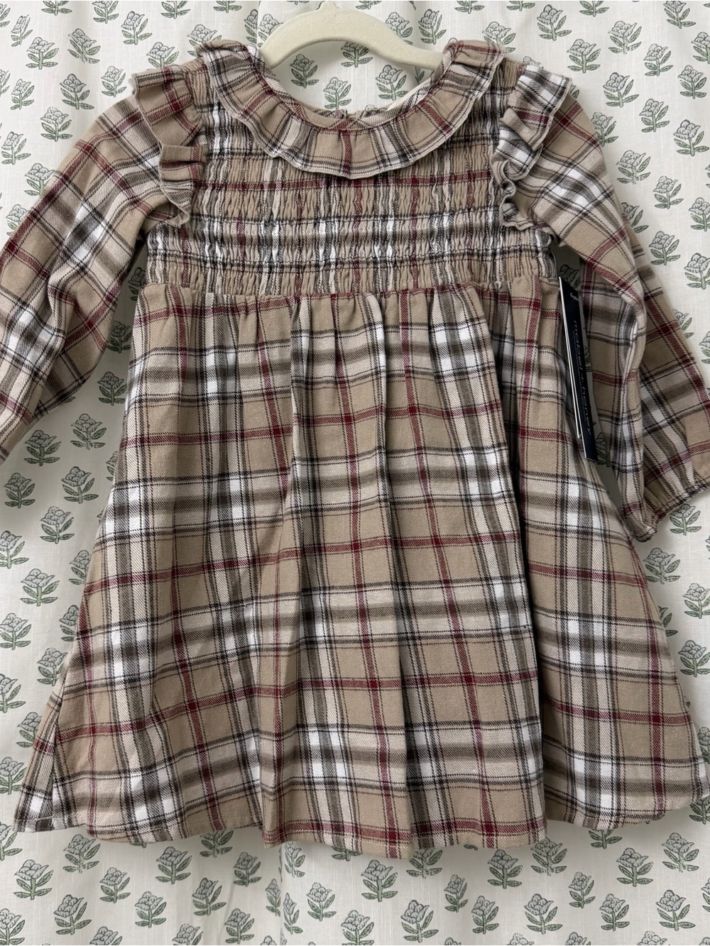 Mabel + Honey | Plaid Smocked Girls' Dress with Ruffle Collar